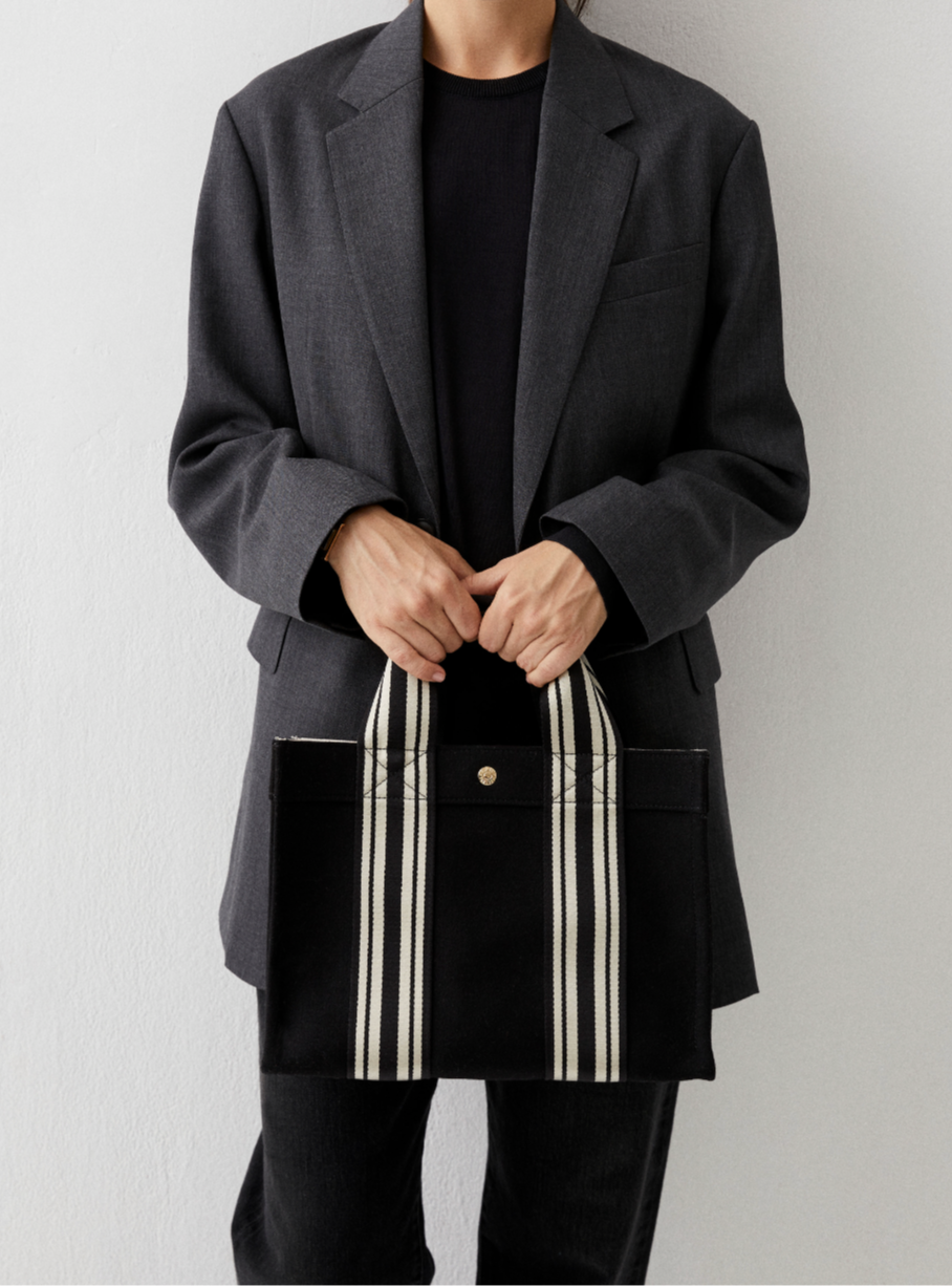 Tote M - Flanelle noire équestre
