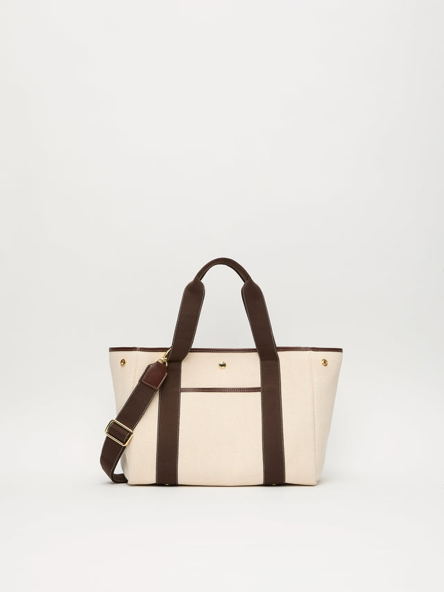 Traversée M Pocket - Verneuil Canvas White/Mini Sellier Brown - Image 1