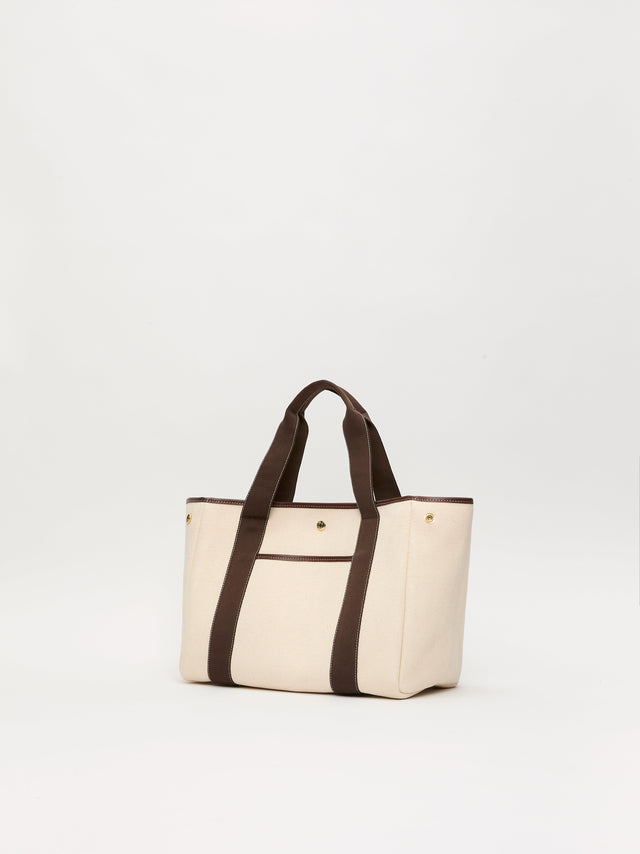 Traversée M Pocket - Verneuil Canvas White/Mini Sellier Brown - Image 3