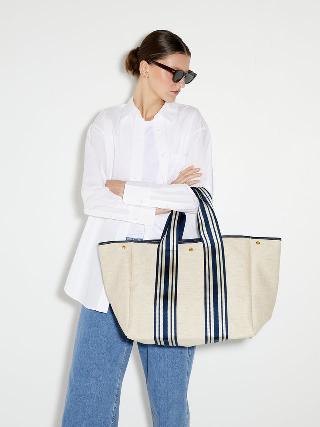 Traversée L - Linen Equestrian Navy - Image 1