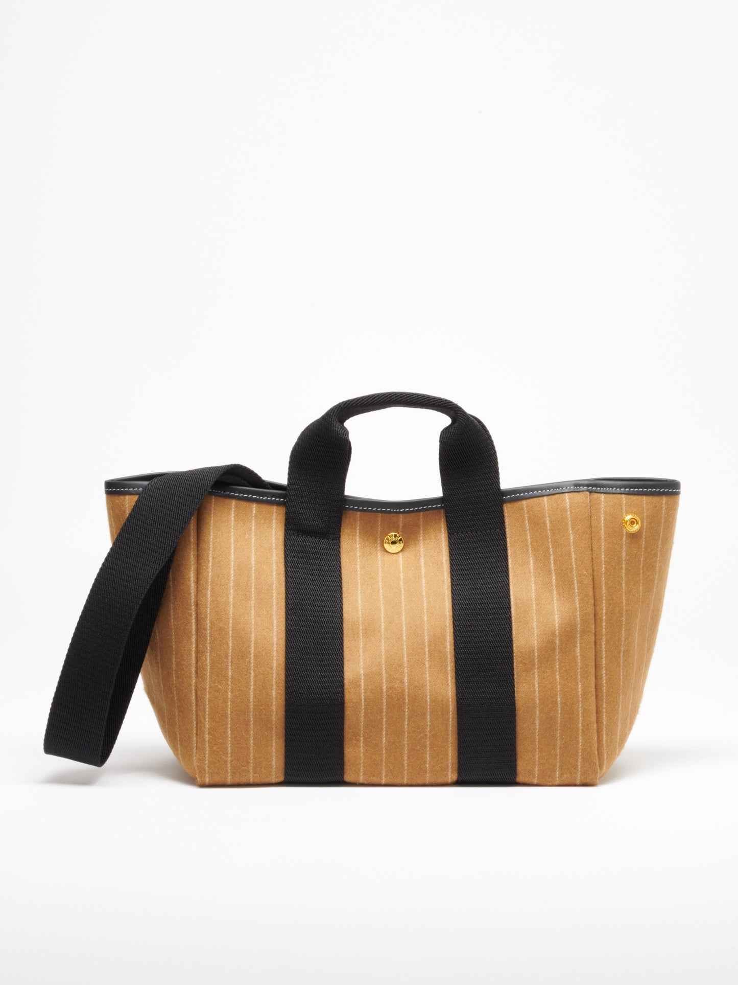 Traversée S - Sangle Noire en Flanelle Beige Rayée