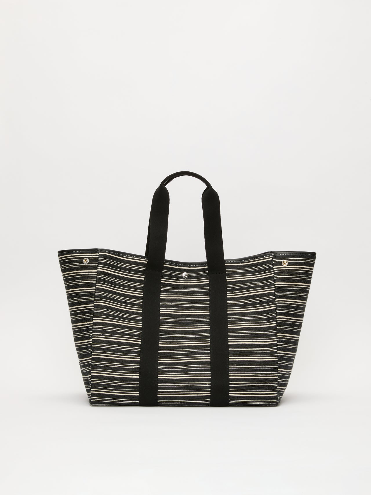 Traversée L - Striped linen Black - Image 1
