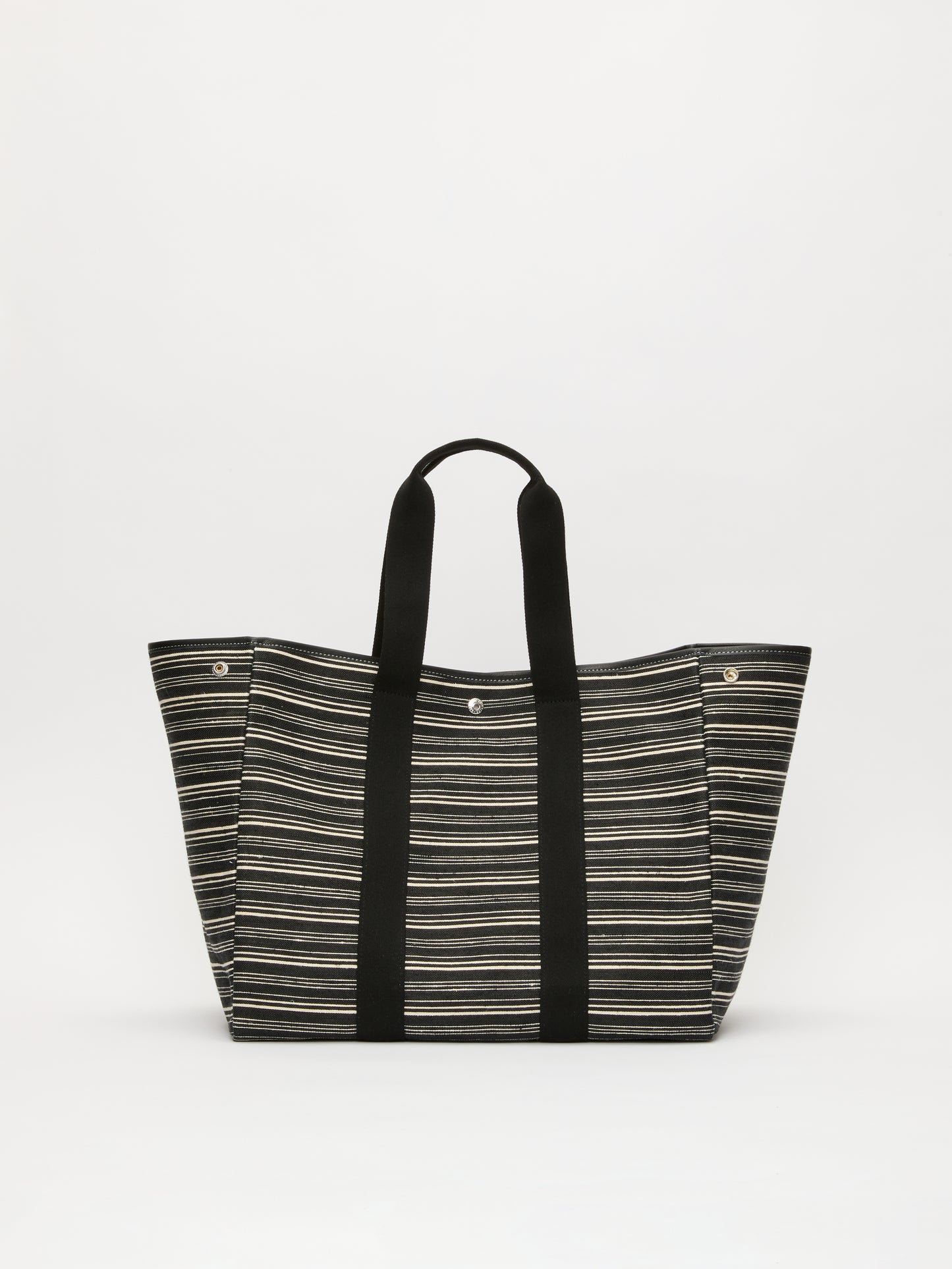 Traversée L - Striped linen Black