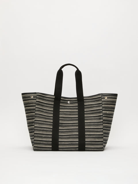 Traversée L - Striped linen Black - Image 1