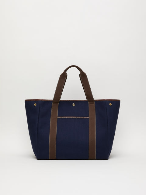 Traversée L Pocket - Verneuil Canvas Navy Mini sellier Brown - Image 1