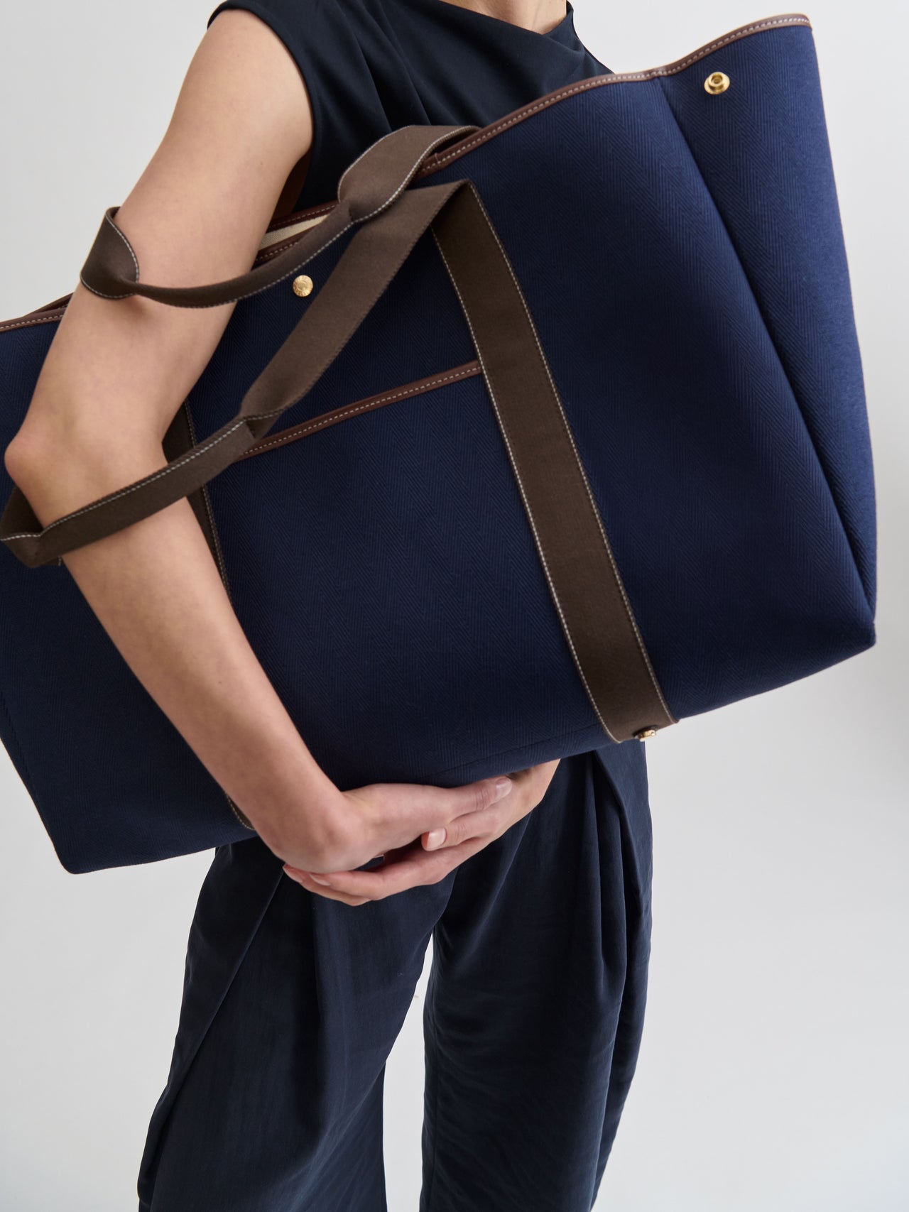 Traversée XXL Pocket - Verneuil Canvas Navy/Mini Sellier Brown - Image 3