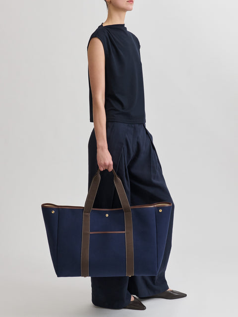 Traversée XXL Pocket - Verneuil Canvas Navy/Mini Sellier Brown - Image 2