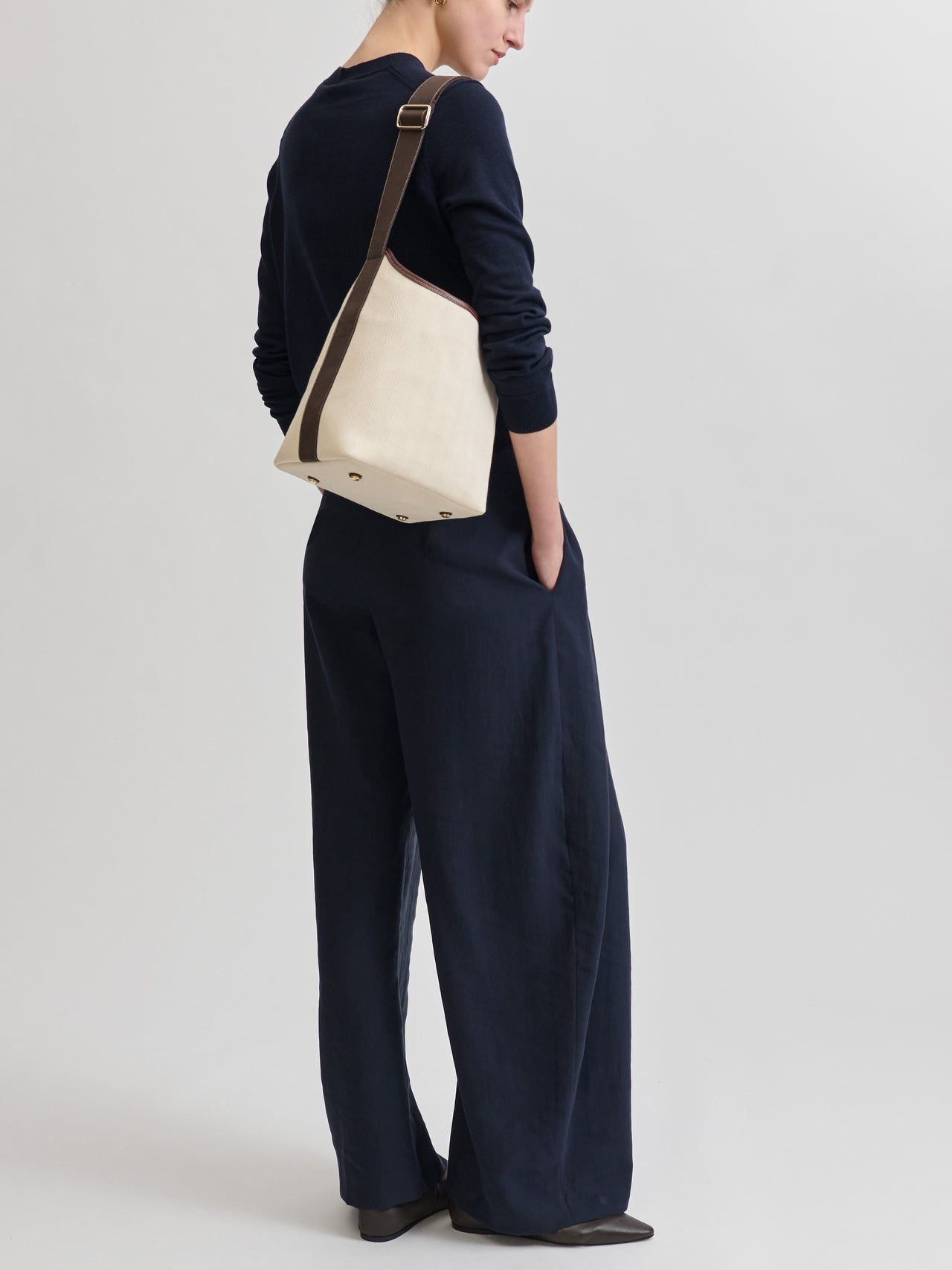 Narita L - Verneuil Canvas Blanc Mini Sellier Marron - Image 2