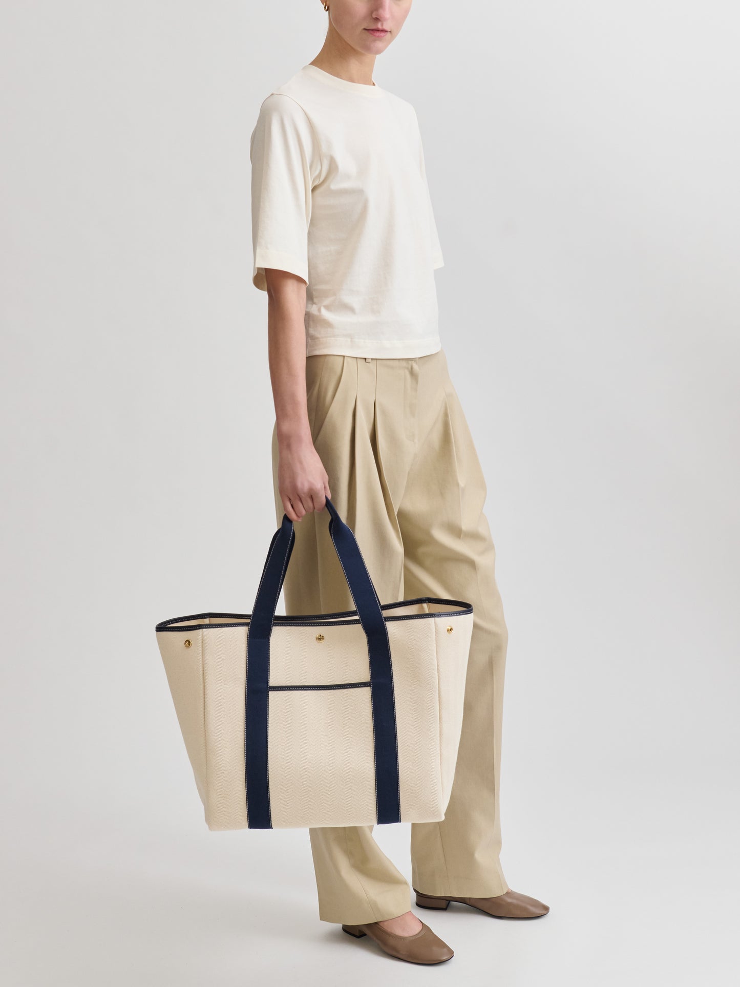 Traversée L Pocket - Verneuil Canvas White/Mini Sellier Navy