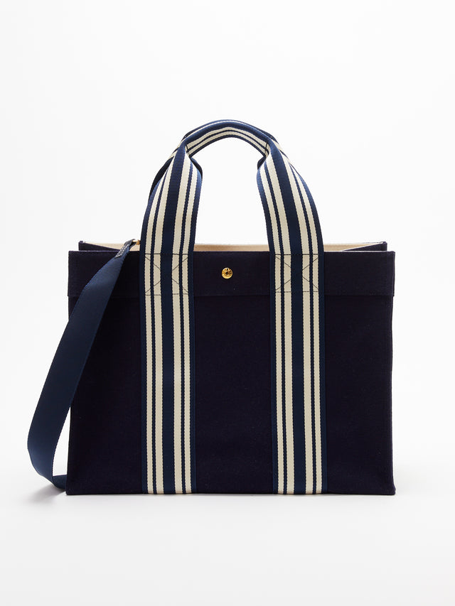 Tote M - Flanelle bleu marine équestre - Image 1