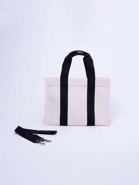 Tote XL - Cream Tweed/Sangle Nylon Black - Image 1