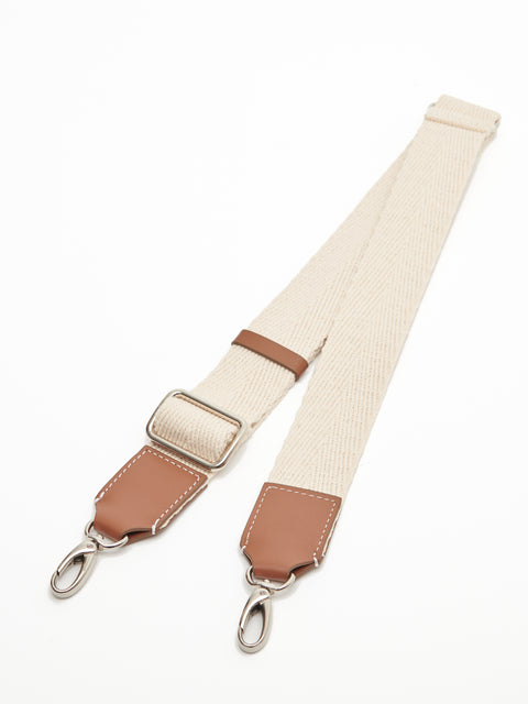 Adjustable Shoulder Strap - Cream-White/Camel/Silver - Image 1